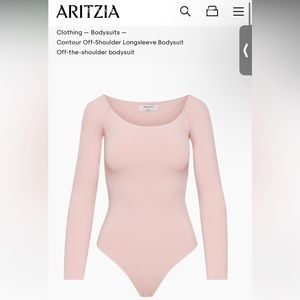 ARITZIA BABATON CONTOUR off the shoulder bodysuit in light pink size XS NWOT